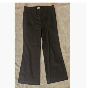Anthropologie Maeve The Naomi Wide Leg Flare Pants Linen Blend Black Women Sz 14